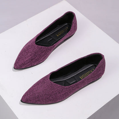 Pointed Toe Flat Low Cut Shoes Women Breathable Slip on Four Seasons Work Shoes Boat Shoes  DestGlow