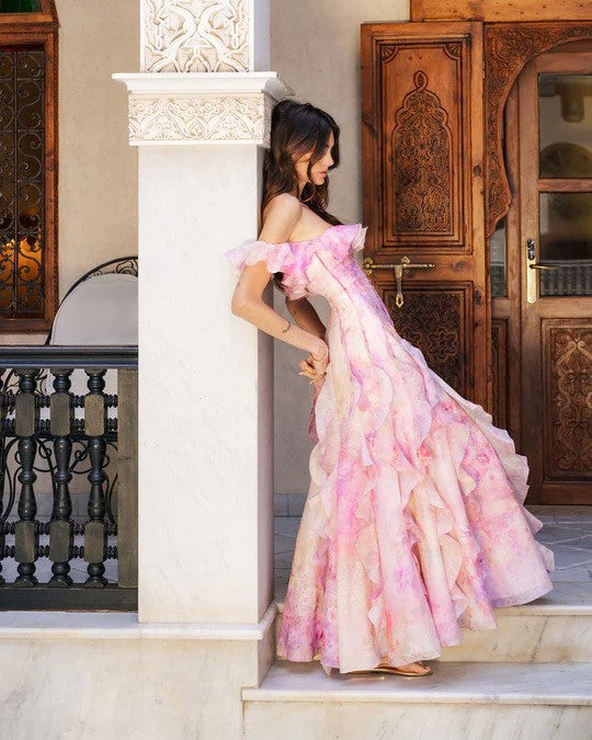 Seaside Vacation Cami Dress Yarn French Ruffled Beach Dress Atmosphere Maxi Dress Elegant by Ragazza