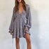 Lace up V neck Sequin Dress Sexy Drape Dress Women Summer  DestGlow
