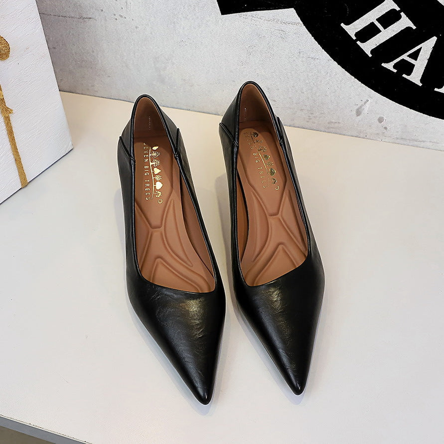 French Work Comfortable All Match Office Work Pointed High Heels Women Stiletto Heel Non Wear Feet Classy Shoes  DestGlow