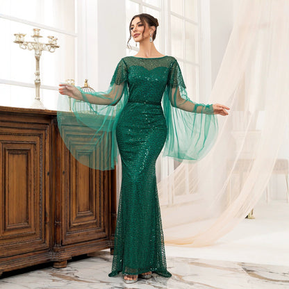 Cocktail Elegant Long Sleeveless Sequined Atmosphere Queen Fishtail Evening Dress  DestGlow