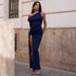 Women Clothes Summer Oblique Shoulder Long Sleeve Slim Fit Slit Dress by Ragazza