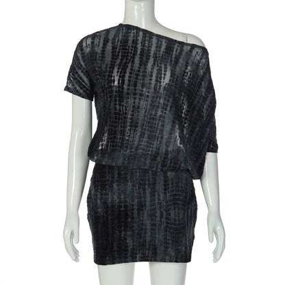 Summer Arrival Color Contrast Sexy Hollow Out Cutout out Backless Diagonal Collar Lace up Short Dress by Ragazza