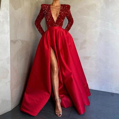 Women Clothing Sequined Large Swing Sexy Dress Trailing Cocktail Evening Dress by Ragazza