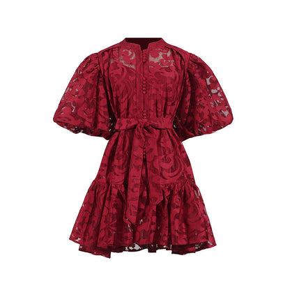 Spring Single Breasted Printed Lace up T shirt Shory Dress Women by Ragazza