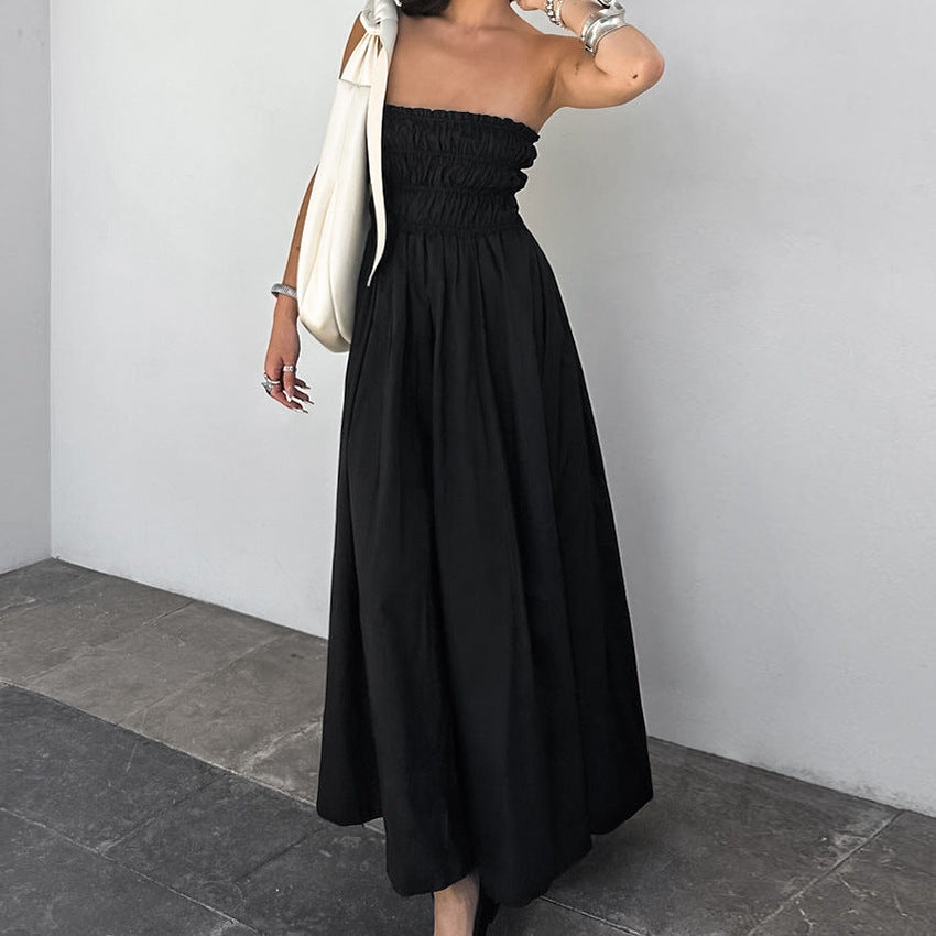 Summer Sexy Sleeveless Tube Top Elegant Slim Fit Dress High Sense Seaside Vacation Black Dress Women by Ragazza