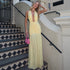 Summer Women Clothing Solid Color Sexy Mesh Stitching Deep V Plunge neck Halter Tied Dress by Ragazza