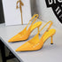 Pana Pattern Sexy Plaid Pointed Toe Shallow Mouth Ankle Strap Buckle Stiletto Heel Cocktail Women Shoes  DestGlow