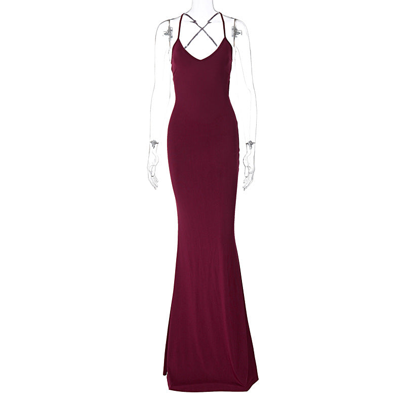 Women Clothing Winter Sexy Backless Lace up Fold Dress by Ragazza