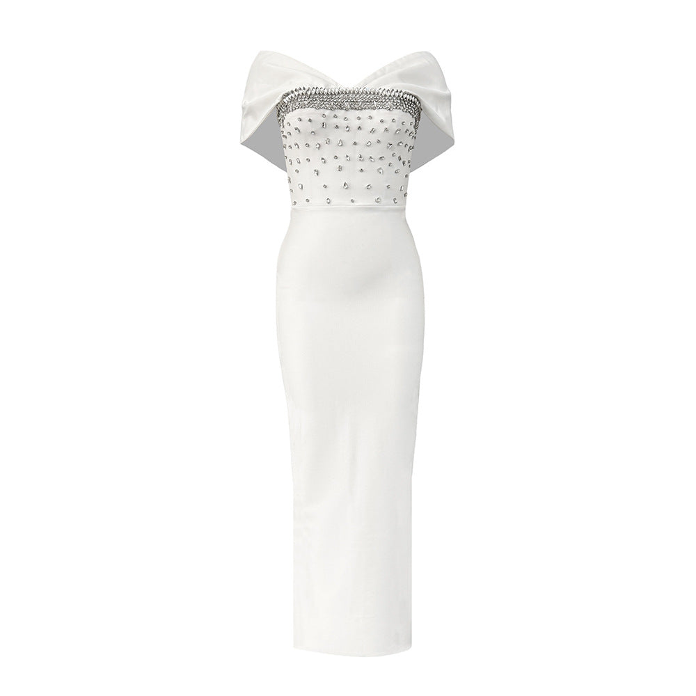 Women Clothes Elegant Graceful Diamond Hairpin Shoulder Bandage Dress Party Cocktail Evening Dress by Ragazza