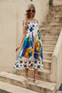 Sexy Women Clothing Sling Graffiti Printing Sleeveless Swing Dress Amplified craft by Ragazza