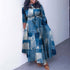 Women Clothing Spring Elegant Graceful Printed Lace up Large Dress by Ragazza