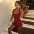 Women Clothing Winter French Sexy High Class Elegant Pure Want to Hang Neck Tight Waist Sheath Dress Women by Ragazza