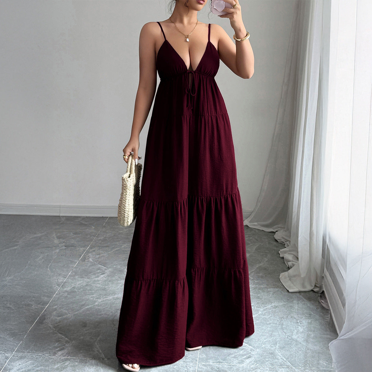 Elegant Camisole Tube Top Long Dress Women Clothing Autumn Winter by Ragazza