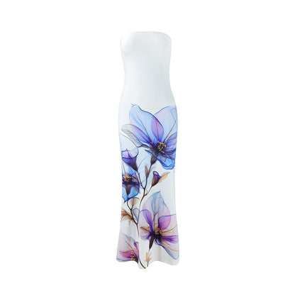 Summer High Class Elegant Sexy Bandeau Slim Fit Long Holiday Dress by Ragazza
