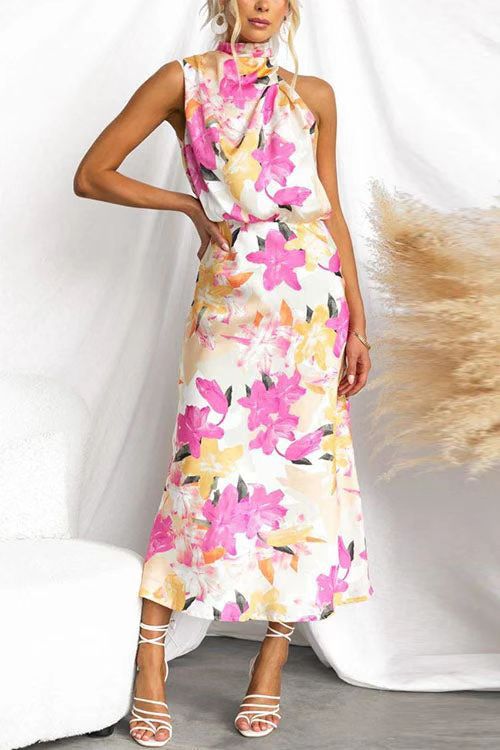 Summer Women Clothing Floral Print Sleeveless Strap Dress by Ragazza
