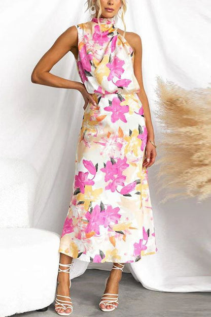 Summer Women Clothing Floral Print Sleeveless Strap Dress by Ragazza