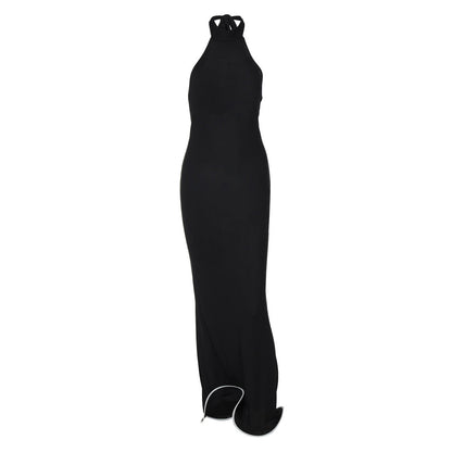 Women lothing Summer Sexy Backless Elegance Sleeveless Halter Wooden Ear Swing Dress by Ragazza