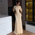Spring Women Clothing Solid Color Elegant Slim round Neck Irregular Asymmetric Short Sleeve Waist Controlled Dress by Ragazza