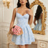 Romantic Jacquard Backless Slip Dress Boning Corset Stitching Cross Strap Sexy Dress  DestGlow