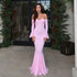 Dress Sexy Bandeau Stitching Lace Sleeve Slim Long Fishtail Evening Dress by Ragazza