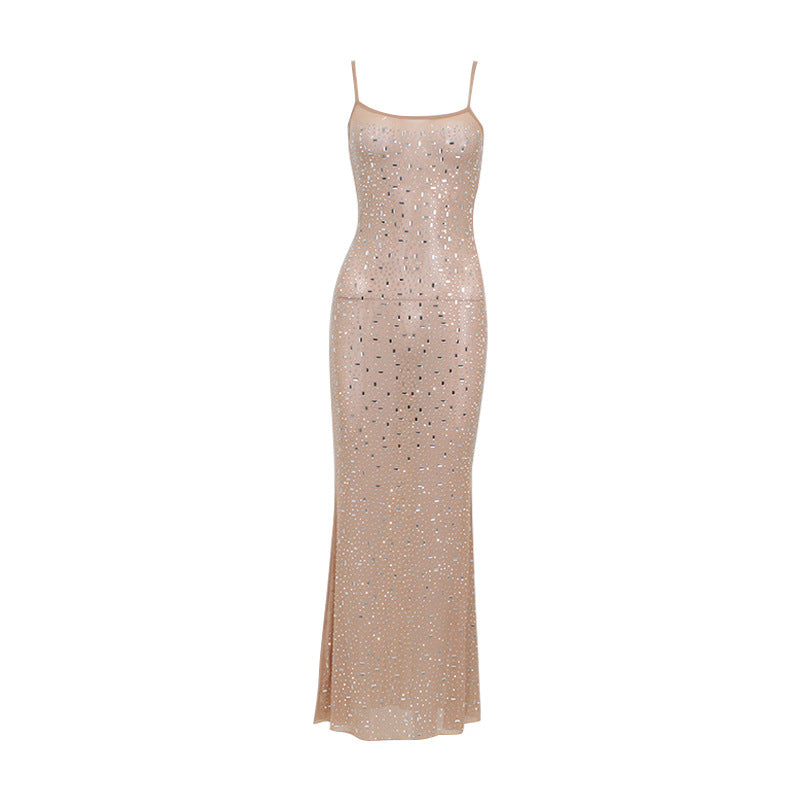 Women Clothing Sexy Tight High Waist Rhinestone Fishtail Dress Sling Dress by Ragazza