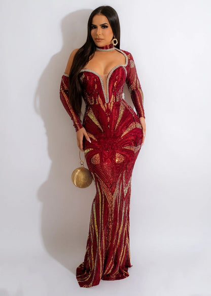 V Neck Halter Sequined Dress Women Slim Fit Host Party Women by Ragazza