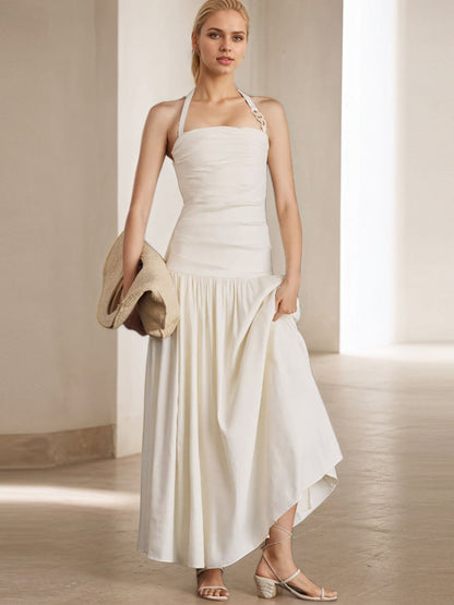 Summer Women Wide Camisole Halter Sleeveless Backless Dress by Ragazza