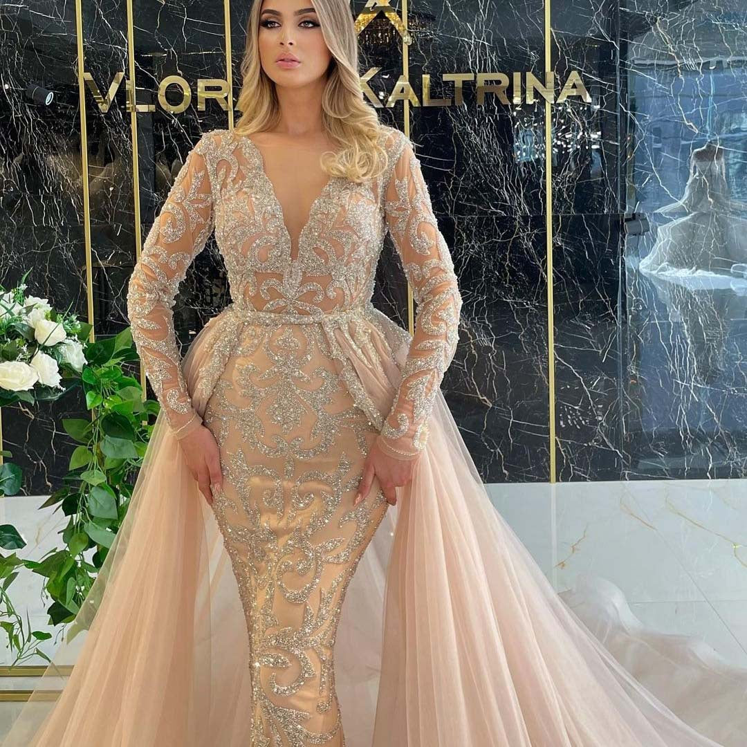 Women Clothing Dress Elegant Trailing French Simplicity Gold Court Gauzy Gown by Ragazza