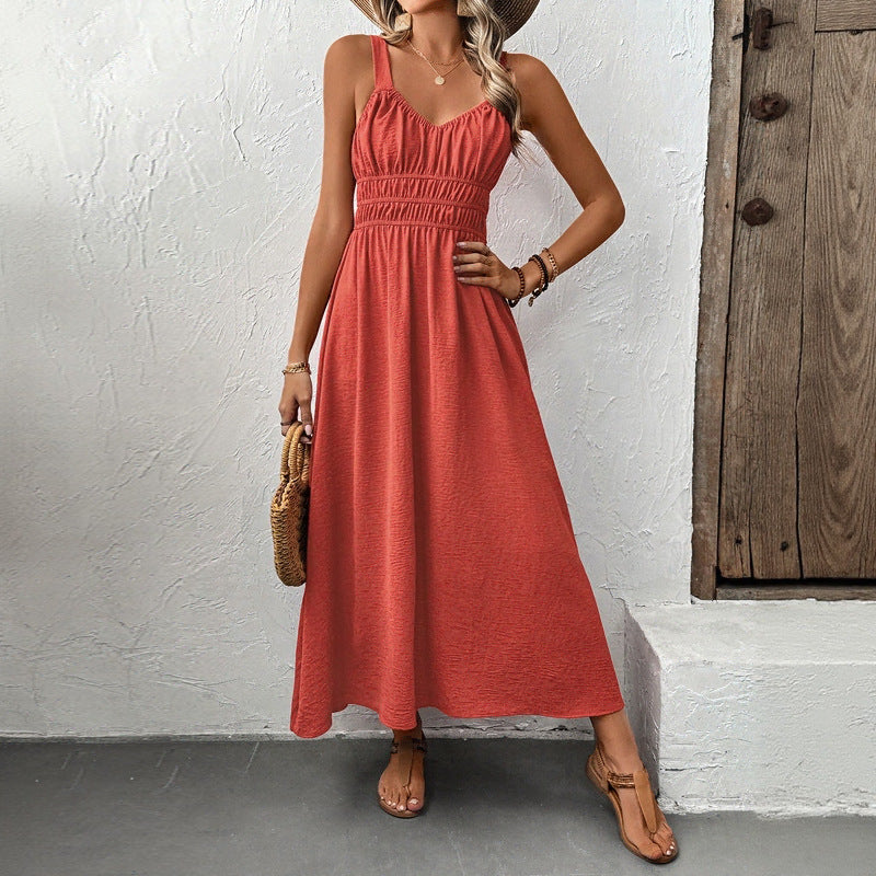 Summer Sleeveless Sling Casual Pleated Dress by Ragazza