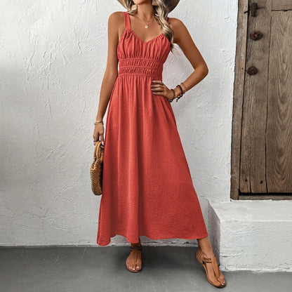 Summer Sleeveless Sling Casual Pleated Dress by Ragazza
