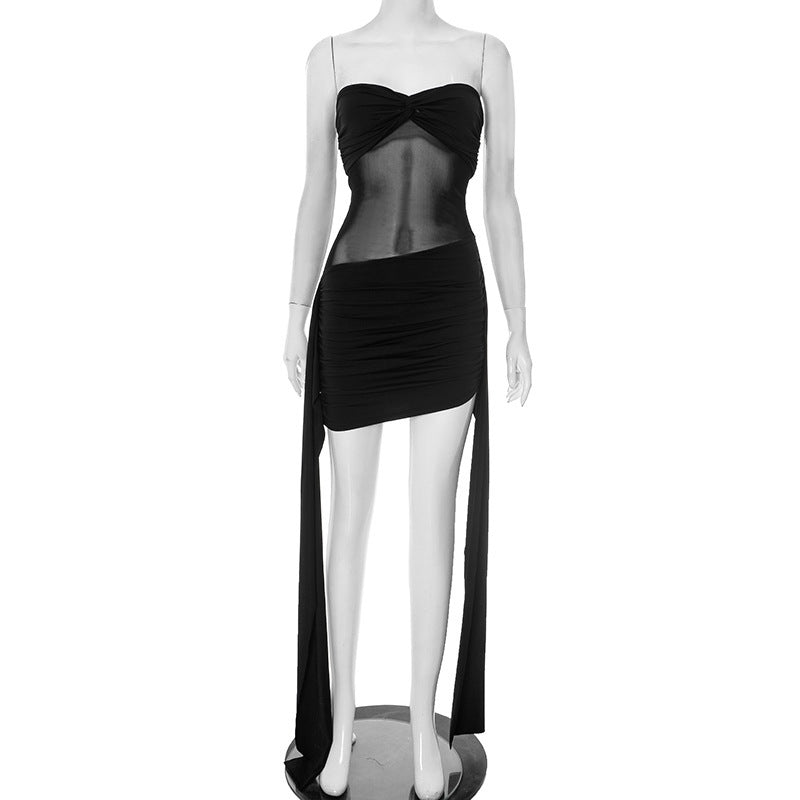 Women Clothing Summer Elegant Ribbon Mesh Stitching Dress Women by Ragazza