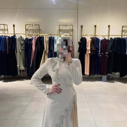 Women Beaded Ribbon Elegant Evening Maxi Dress  DestGlow