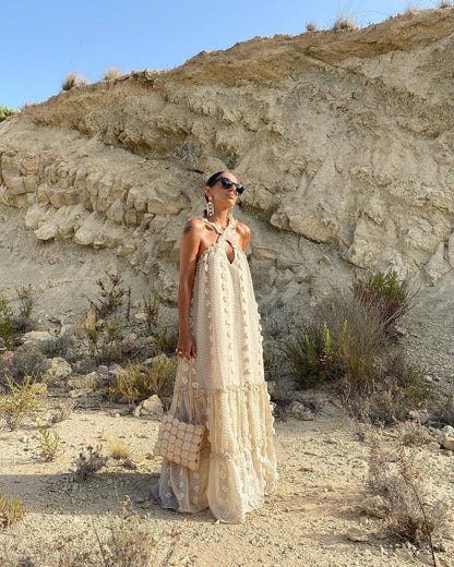 Halter Three Dimensional Floral Mop Tiered Dress by Ragazza