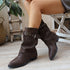 Pants Pipe Boots Retro Pointed Belt Buckle Boots Women Chunky Heel Short Pleated Pile Boots  DestGlow