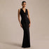 Women Clothing Sexy V neck Slim Fit Pleated Design High Sense Elegant Evening Dress by Ragazza