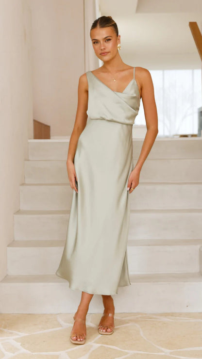 Summer Women Clothing Solid Color Satin Satin Sexy Suspenders Dress by Ragazza