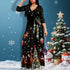 Women Clothing Christmas Festival V neck Elegant Pattern Dress Maxi Dress by Ragazza