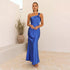 Halter Sexy Backless Women Clothing Dress Blue Slim Sleeveless Sling Midi Dress by Ragazza