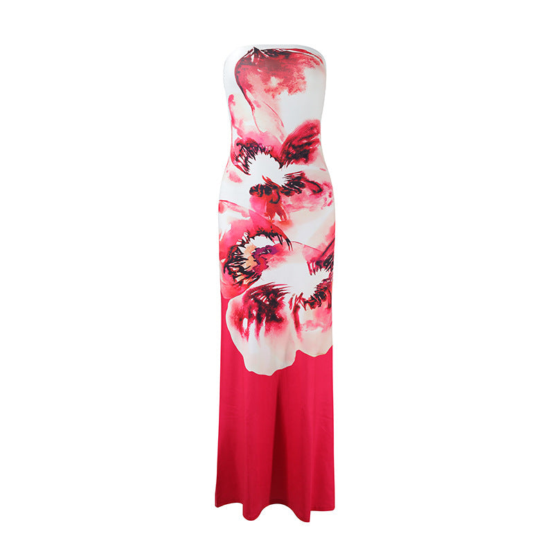 Summer High Class Elegant Sexy Bandeau Slim Fit Long Holiday Dress by Ragazza