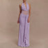Elegant Deep V Plunge Halter Waist Slimming Maxi Dress Sexy Hollow Out Cutout out Backless Ribbon Dress by Ragazza