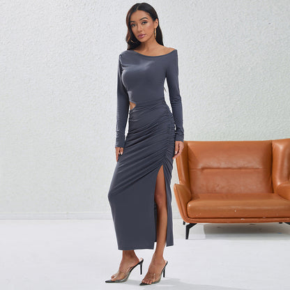Fall Women Clothing Opening Design Slim Mid Length Dress by Ragazza