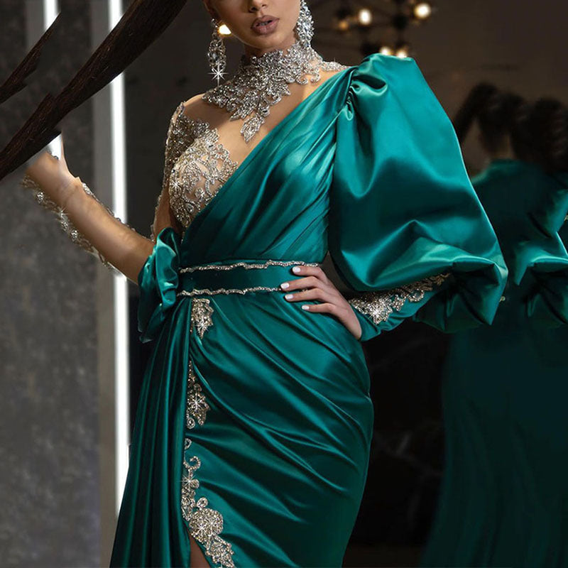 Cocktail Fishtail Gold Dress Host Stage Performance Model Small Trailing Slim Fit Elegant Evening Dress  DestGlow