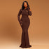 Solid Color Design Women Pleated One Shoulder Hip Dress Lace up Cutout round Neck Length Dress by Ragazza