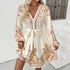 Women Elegant Ethnic Retro V neck Paisley Printing Dress by Ragazza
