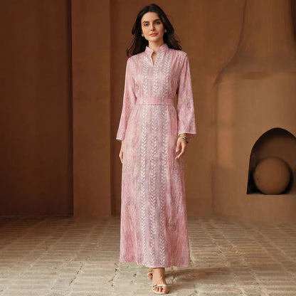 Middle East Muslim Spring Summer Applique Robe Dress with Belt by Ragazza