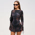 Women Clothing Positioning Printing Slim Fit Long Sleeve Narrow Short by Ragazza