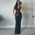 Fall Women Clothing Sexy Mesh Stitching Semi See through Slim Fit Halter Tied Dress Women by Ragazza