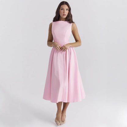 Summer Women Sexy Elegant Backless Solid Color Backless Dress Women by Ragazza