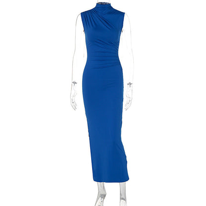 Summer Solid Color Split High Waist Slim Sexy Sleeveless Long Women Clothing Dress by Ragazza
